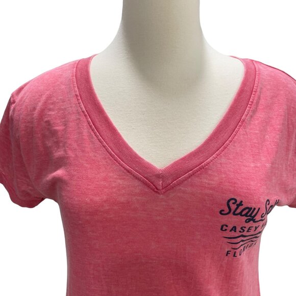 Day Break Women's Coral T-Shirt "Stay Salty" Casey Key Florida Small Beachwear - Picture 5 of 9